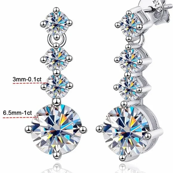Certified 2.6ct. t.w. Moissanite Diamond Drop Earrings NEW - Picture 8 of 14